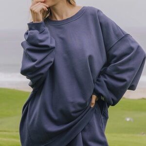 Navy Unisex Oversized Crew
